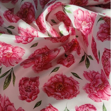 Атлас с блеском Sunshine цветочный принт Пионы