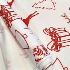 Атлас матовый Абрахам новогодний принт с оленями