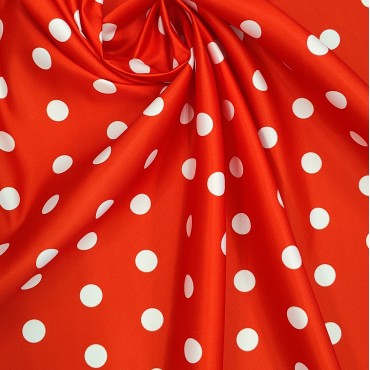 Атлас матовый Абрахам красный в горох