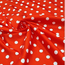Атлас матовый Абрахам красный в горох
