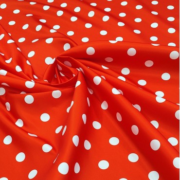 Атлас матовый Абрахам красный в горох