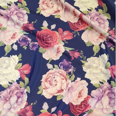 Армани шелк стрейч с акварельными розами