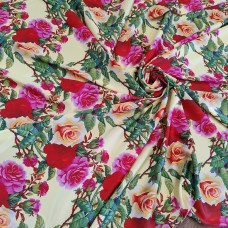 Атлас стрейч Linda с розами