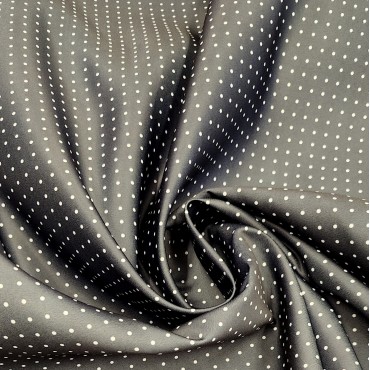 Атлас матовый Абрахам черный в мелкий белый горох