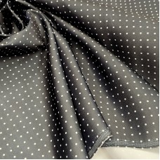 Атлас матовый Абрахам черный в мелкий белый горох