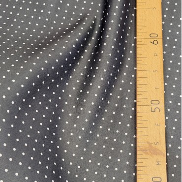 Атлас матовый Абрахам черный в мелкий белый горох