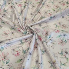 Атлас Дюпон с принтом цветочки яблони