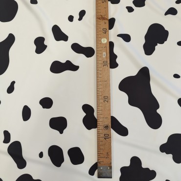 Атлас стрейч Linda с пятнистым принтом