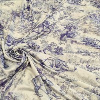 Вискозный атлас стрейч Vella с принтом в стиле Dior