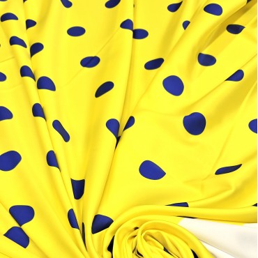Армани шелк стрейч синий горох на желтом