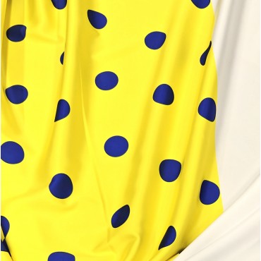 Армани шелк стрейч синий горох на желтом