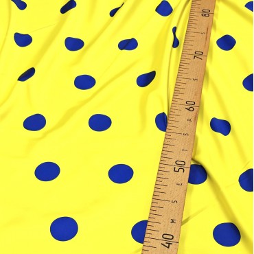 Армани шелк стрейч синий горох на желтом