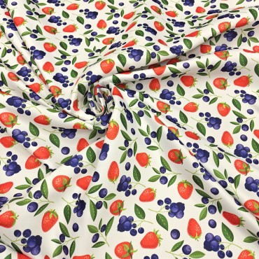 Армани шелк стрейч с принтом клубника с черникой