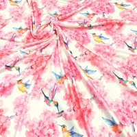 Армани шелк стрейч с цветочным принтом и колибри