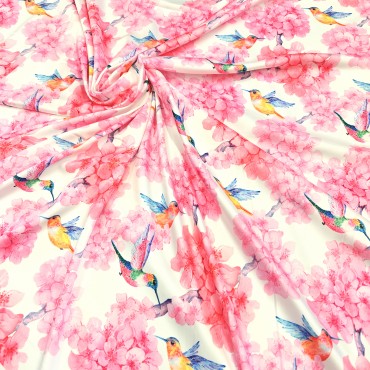 Армани шелк стрейч с цветочным принтом и колибри