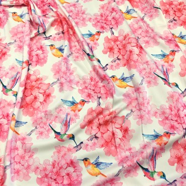 Армани шелк стрейч с цветочным принтом и колибри