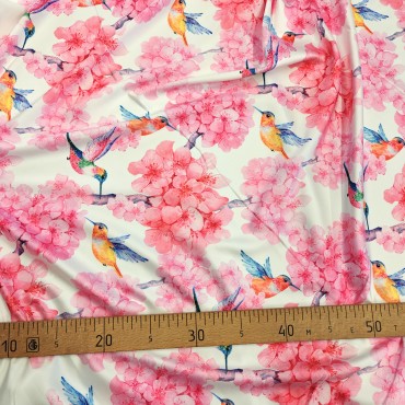 Армани шелк стрейч с цветочным принтом и колибри