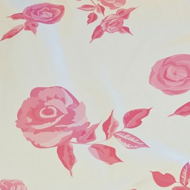 Вискозный атлас стрейч Vella с красивым принтом из роз