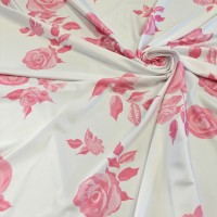 Вискозный атлас стрейч Vella с красивым принтом из роз