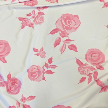Вискозный атлас стрейч Vella с красивым принтом из роз