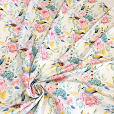 Атлас матовый Абрахам с цветочным узором Пионы