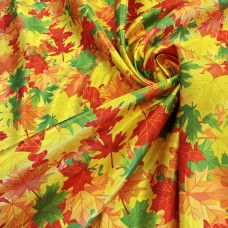 Атлас Дюпон с красивым осенним принтом