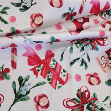 Атлас матовый Абрахам новогодний принт