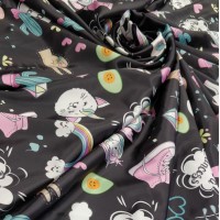 Атлас стрейч Linda с модным принтом