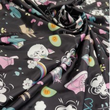 Атлас стрейч Linda с модным принтом