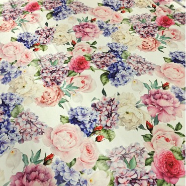 Плотный стрейч атлас Amerikan saten likra с красивым цветочным принтом