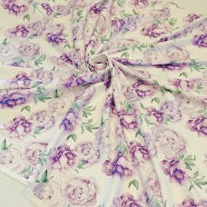 Плотный стрейч атлас Amerikan saten likra с пионами