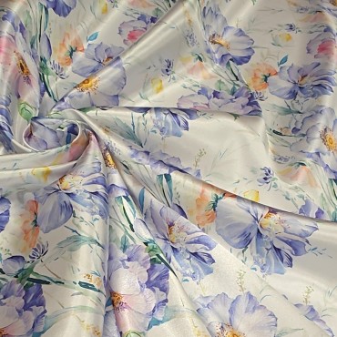 Атлас с блеском Кристалл с акварельными цветами