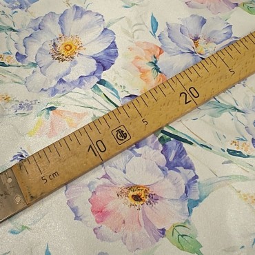 Атлас с блеском Кристалл с акварельными цветами