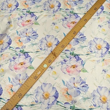 Атлас с блеском Кристалл с акварельными цветами