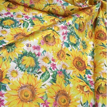 Атлас с блеском Кристалл с солнечными подсолнухами