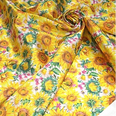 Атлас с блеском Кристалл с солнечными подсолнухами