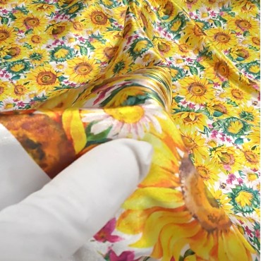 Атлас с блеском Кристалл с солнечными подсолнухами