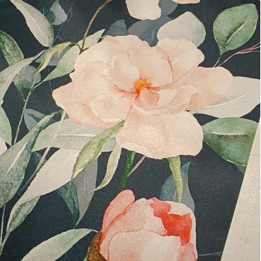 Атлас с блеском Кристалл красивым принтом розы