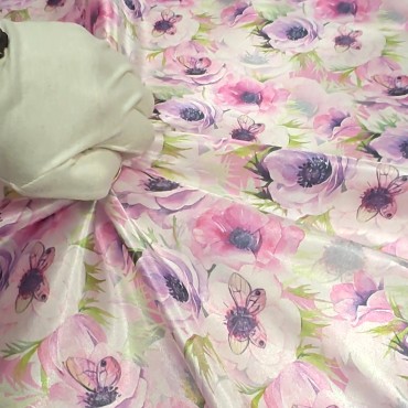 Атлас с блеском Кристалл с бабочками на анемонах