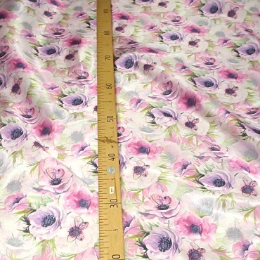 Атлас с блеском Кристалл с бабочками на анемонах