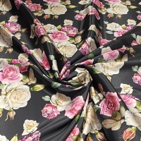 Плотный стрейч атлас Amerikan saten likra с красивыми Розами