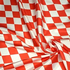 Атлас с блеском Кристалл с красно белыми ромбами