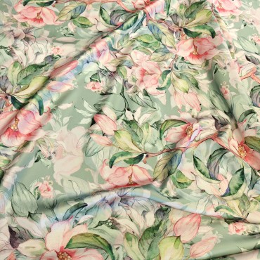 Вискозный атлас стрейч Vella с красивыми Розами