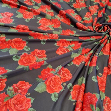 Армани шелк стрейч с красными розами