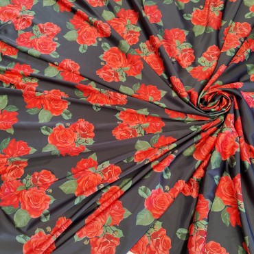 Армани шелк стрейч с красными розами