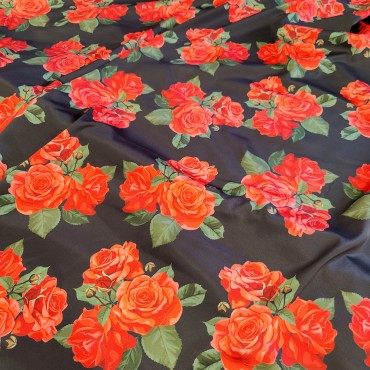 Армани шелк стрейч с красными розами
