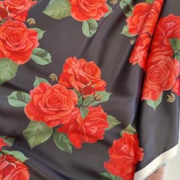 Армани шелк стрейч с красными розами