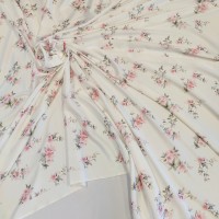 Атлас стрейч Linda с принтом розочки
