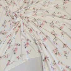 Атлас стрейч Linda с принтом розочки