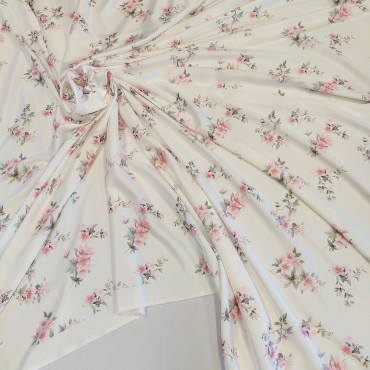 Вискозный атлас стрейч Vella с принтом розочки